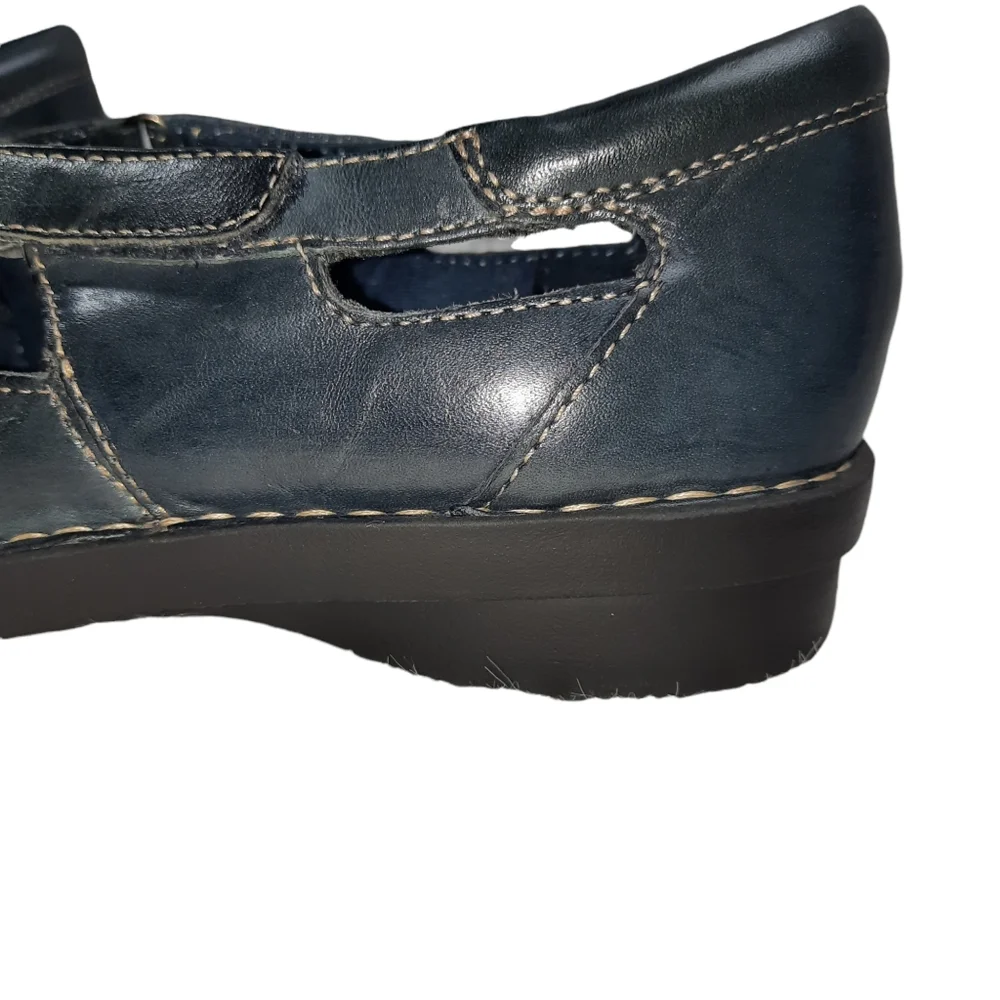 Clarks Bendables Blue Leather Nikki Regatta Shoe SZ 7.5M